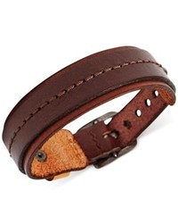Fossil Wide Brown Leather Bracelet