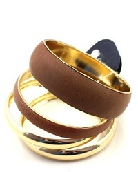 ChicNova Golden Leather Bracelet With Multi Layer Design