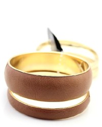 ChicNova Golden Leather Bracelet With Multi Layer Design