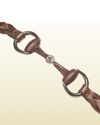 Gucci Dark Brown Leather Bracelet With Horsebit Detail