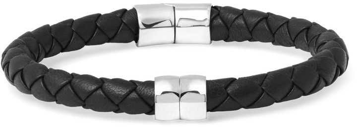 Bottega Veneta Intrecciato Leather Bracelet - Sterling Silver