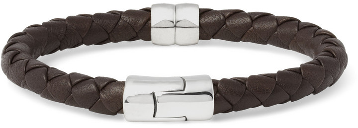 Bottega Veneta Intrecciato Brown Leather Bracelet