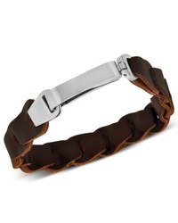 Macy's Stainless Steel Bracelet Brown Leather Wrap Bracelet
