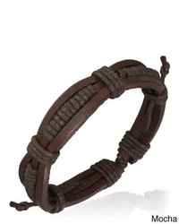Overstock Genuine Leather Brown Unity Bracelet
