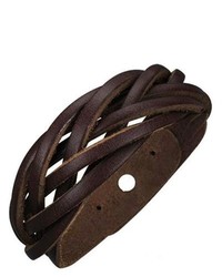 Overstock Genuine Leather Brown Unity Weave Bracelet