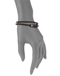 Tateossian Sterling Silver Leather Montecarl Bracelet