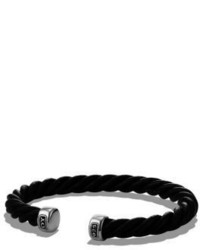 David Yurman The Cable Sterling Silver Leather Cuff Bracelet