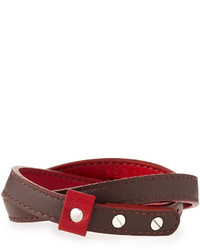 Thompson London Leather Double Wrap Bracelet Red