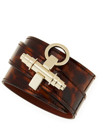 Givenchy Tortoise Leather Wrap Bracelet Brown