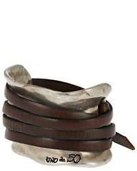 Uno De 50 Leather Strap Accented Cuff Bracelet