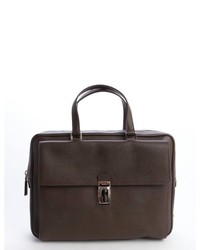 Prada Brown Saffiano Leather Front Pocket Briefcase