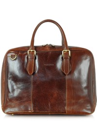 Chiarugi Dark Brown Double Handle Leather Briefcase