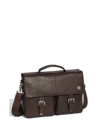 KNOMO London Jackson Leather Briefcase Brown One Size
