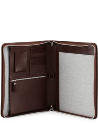 Brunello Cucinelli Leather Portfolio Case With Handle Dark Brown