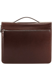 Brunello Cucinelli Leather Portfolio Case With Handle Dark Brown
