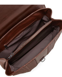 Bottega Veneta Mixed Weave Leather Briefcase Brown