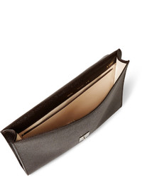 Valextra Pebbled Leather Portfolio Style Briefcase