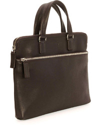 Salvatore Ferragamo Single Gusset Leather Briefcase Brown