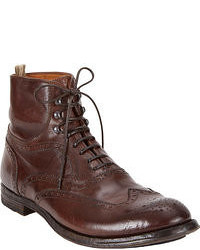 Dark Brown Leather Brogue Boots