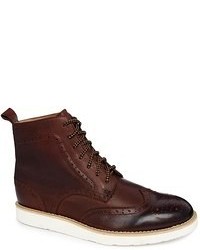 Bellfield Leather Wedge Brogue Boots Brown