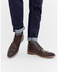ASOS DESIGN Brogue Boots In Brown Leather