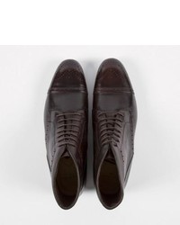 Paul Smith Brown Leather Jesse Brogue Boots With Travel Soles