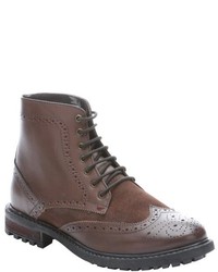 Ben Sherman Dark Brown Leather Sarge Lace Up Wingtip Ankle Boots