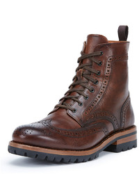 Frye George Lugged Brogue Lace Up Boot Cognac