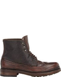 Pantanetti Grained Leather Wingtip Boots Brown