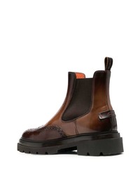 Santoni Leather Ankle Brogue Boots