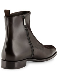 Giorgio Armani Leather Brogue Ankle Boot Dark Brown