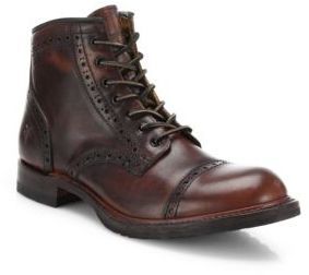 Frye Logan Leather Brogue Cap Toe Boots 