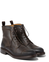 Okeeffe Felix Distressed Brogue Detailed Leather Boots
