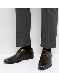 ASOS DESIGN Asos Wide Fit Derby Brogue Shoes In Brown Faux Leather