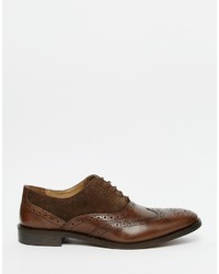 Asos Brand Oxford Shoes In Brown Leather And Suede