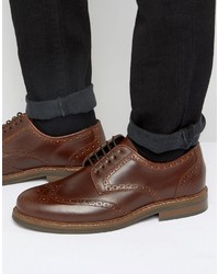 Asos Brogue Shoes In Brown Leather