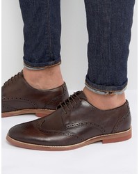 Asos Brogue Shoes In Brown Leather With Contrast Sole