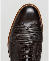 Asos Brogue Shoes In Brown Leather With Emboss Detail