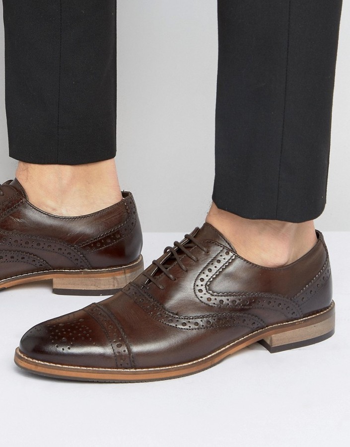 Asos Brogue Shoes In Brown Leather With 