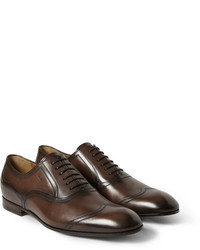 Gucci Burnished Leather Wingtip Oxford Shoes
