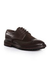 Hugo Boss Weekel Calfskin Brogue Derby Shoes 12 Black