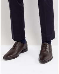 Dune Saffiano Brogue Shoes In Brown Leather