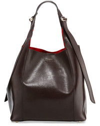 Nina Ricci Faust Medium Leather Bucket Bag Chocolate Brown