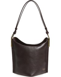 Aquatalia Small Leather Bucket Bag Beige