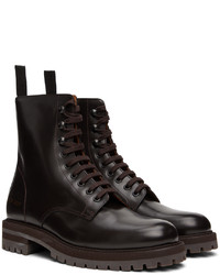 Common Projects Brown Leather Combat Boots