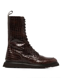 Rhude Crocodile Leather Combat Boots
