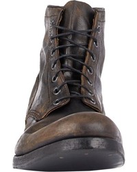 Premiata Distressed Lace Up Boots Brown