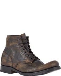 Premiata Distressed Lace Up Boots Brown