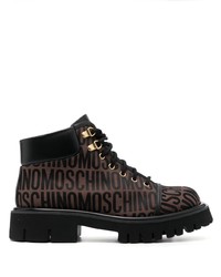 Moschino Jacquard Logo Ridged Sole Boots