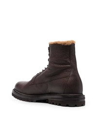 Brunello Cucinelli Lace Up Leather Ankle Boots
